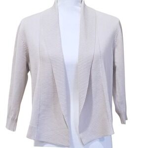 Esperanza Beige 3/4 Sleeve Ribbed Sweater Shrug Ladies‎ Medium Oatmeal